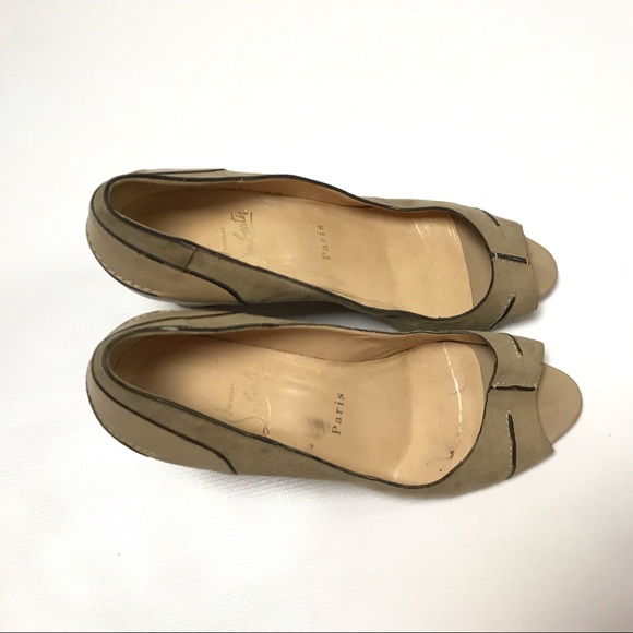 Christian Louboutin Women Wedge Suede Heels 7.5 - Picture 2 of 8